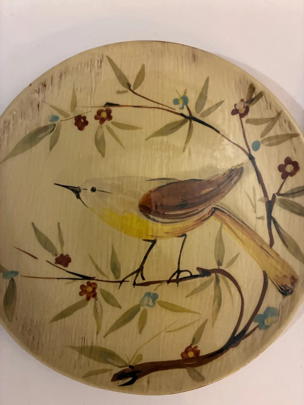 Set of 3 Vintage Pier 1 Imports Song Birds Salad Plates Hand Painted Italy